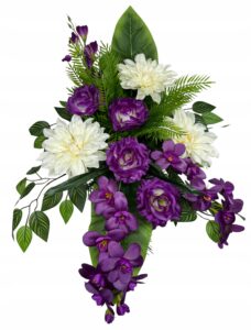 Stroik na cmentarz kwiaty sztuczne grób kompozycja kwiatowa P8 doniczka